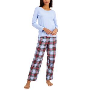 allbrand365 designer Womens Mix It Tartan Pajama Set Size Medium Color Blue